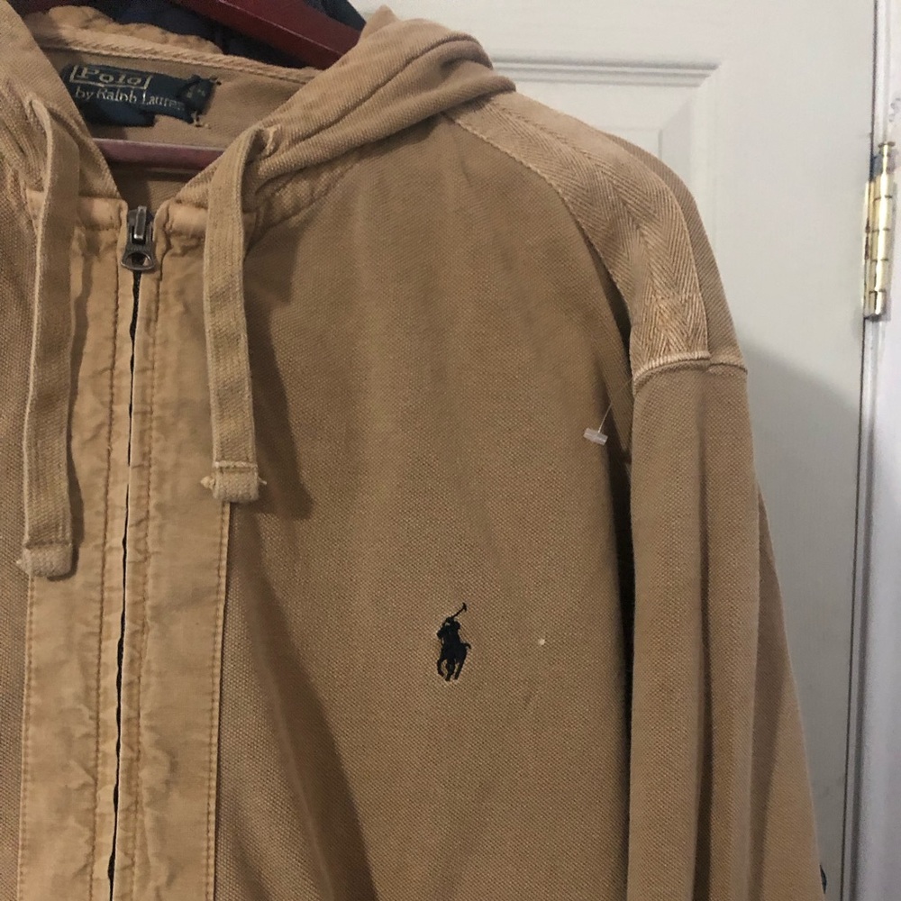 Rare 1992 baggier fit,  POLO Ralph Lauren weathered khaki prep, hoodie